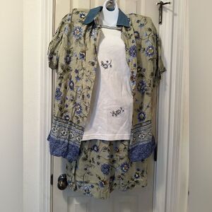 Vintage 90s three-piece set shirt, shorts and over shirt combo size med